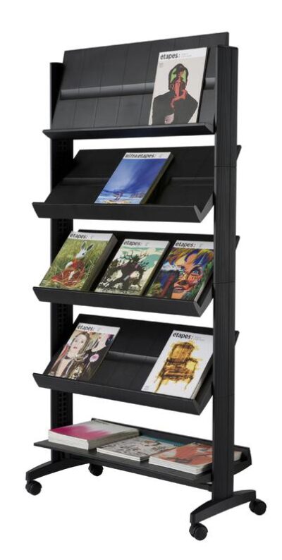 Fast Paper Easy Single Sided Mobile Literature Display 5 Shelves Black – F255N01