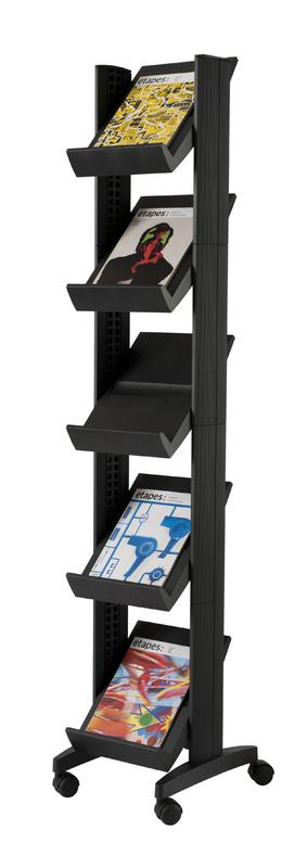 Fast Paper Easy Corner Mobile Literature Display 5 Shelves Black – F259N01