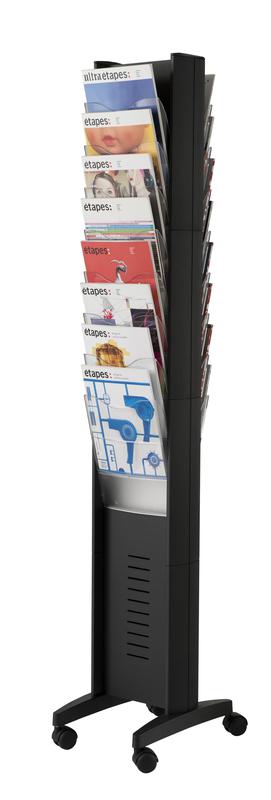 Fast Paper Literature Display Floor Standing 16 Compartment A4 Double Sided Black – F276N01
