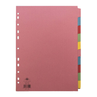Concord Divider 10 Part A4 (2×5 Colours) 160gsm Board Pastel Assorted Colours – 72099/J20