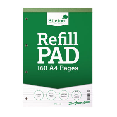 Silvine A4 Refill Pad Narrow Ruled 160 Pages Green (Pack 6) – A4RPNF