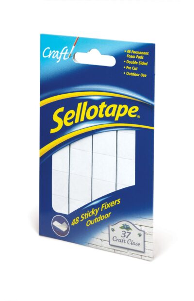 Sellotape 48 Sticky Fixers Outdoor Permanent Double Sided Pads 20mm x 20mm (Pack 12) – 1445421