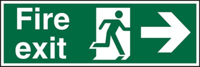 Stewart Superior Fire Exit Right Sign 450x150mm – SP121SAV-450X150