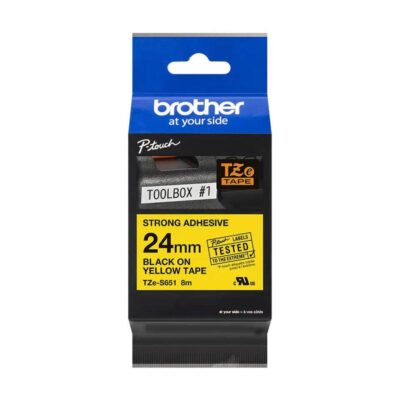 Brother Black On Yellow Strong Label Tape 24mm x 8m – TZES651