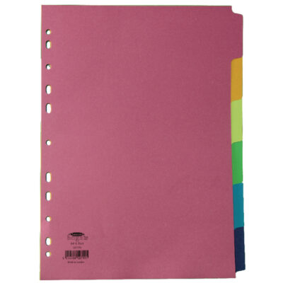 Concord Divider 6 Part A4 160gsm Board Bright Assorted Colours – 50799