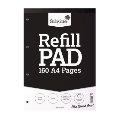Silvine A4 Refill Pad Plain 160 Pages Black (Pack 6) – A4RPP