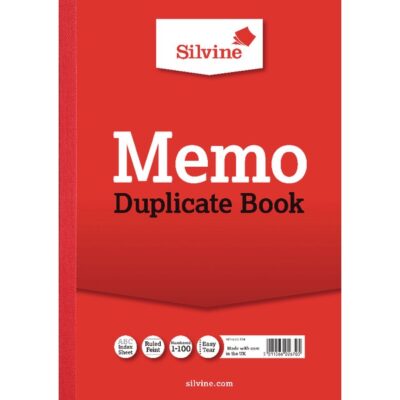 Silvine A4 Duplicate Memo Book Carbon Ruled 1-100 Taped Cloth Binding 100 Sets (Pack 6) - 614
