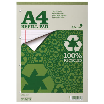Silvine A4 Refill Pad Recycled Ruled 160 Pages Green (Pack 6) – RE4FM