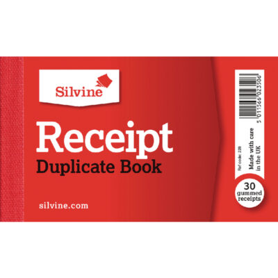 Silvine 63x106mm Duplicate Receipt Book Carbon Gummed Taped Cloth Binding 30 Sets (Pack 36) – 228