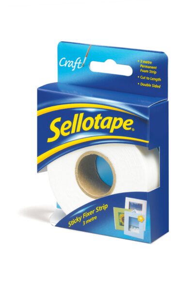 Sellotape Sticky Fixer Strip Permanent Double Sided 25mm x 3m – 1445400