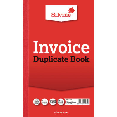 Silvine 210x127mm Duplicate Invoice Book Carbon Ruled 1-100 Taped Cloth Binding 100 Sets (Pack 6) – 611