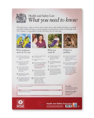 Health Safety & Environment Health & Safety Law Poster A2 – S3014V1