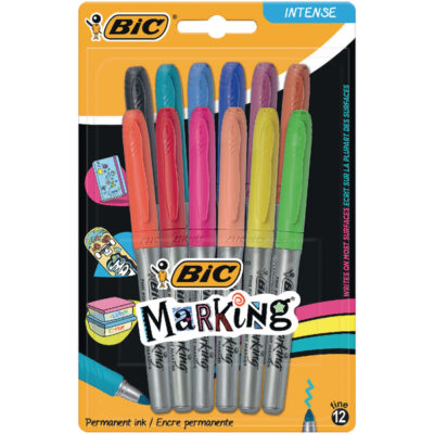 BIC Marking Colour Collection Permanent Marker Bullet Tip 0.8mm Line Assorted Colours (Pack 12) – 943163
