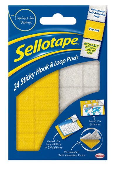 Sellotape 24 Hook & Loop Permanent Self Adhesive Pads – 1445176