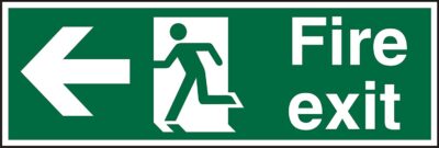 Stewart Superior Fire Exit Left Sign 450x150mm – SP120SAV-450X150