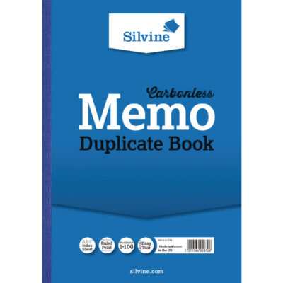 Silvine A4 Duplicate Book Carbonless Ruled 1-100 Taped Cloth Binding 100 Sets (Pack 3) – 714