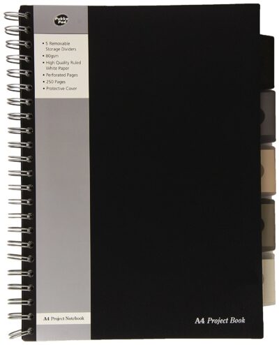 Pukka Pad A4 Wirebound Polypropylene Cover Project Book Ruled 250 Pages Black (Pack 3) – SBPROBA4