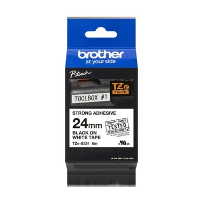 Brother Black On White Strong Label Tape 24mm x 8m – TZES251