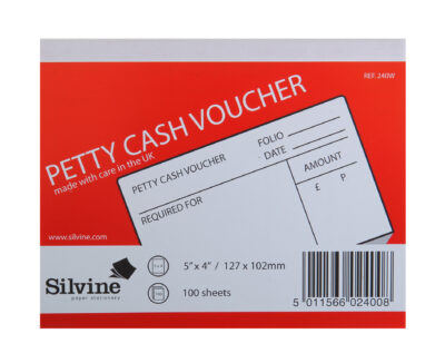 Silvine Petty Cash Voucher Pad 127x101mm 100 Pages White (Pack 24) – 240W