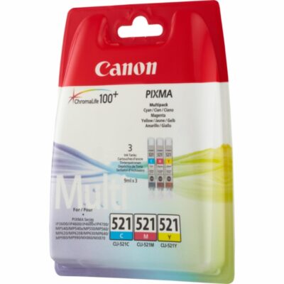 Canon CLI521 Cyan Magenta Yellow Standard Capacity Ink Cartridge Multipack 3 x 9ml (Pack 3) - 2934B010