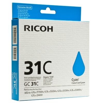 Ricoh GC31C Cyan Standard Capacity Gel Ink Cartridge 1.92k pages for GXE3350N – 405689