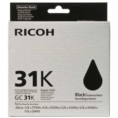 Ricoh GC31K Black Standard Capacity Gel Ink Cartridge 1.92k pages for GXE3350N – 405688