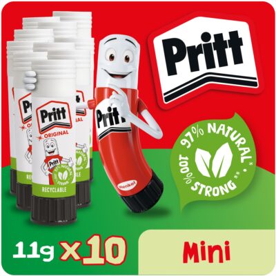 Pritt Original Glue Stick Sustainable Long Lasting Strong Adhesive Solvent Free Value Pack 11g (Pack 10) – 1456040