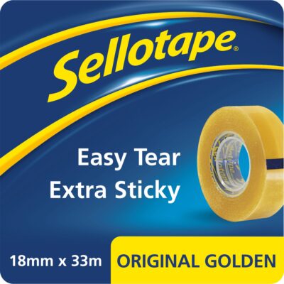 Sellotape Original Easy Tear Extra Sticky Golden Tape 18mm x 33m (Pack 8) - 2863845