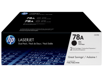 HP 78A Black Standard Capacity Toner Cartridge Twinpack 2 x 2.1K pages (Pack 2) for HP LaserJet M1236/P1566/P1606 - CE278AD