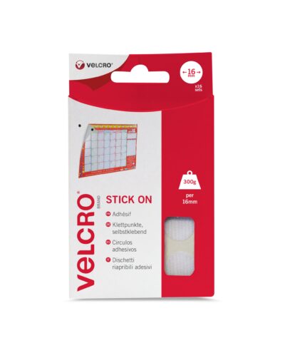 Velcro Sticky Hook and Loop Spots 16mm 16 Sets White – RY07118