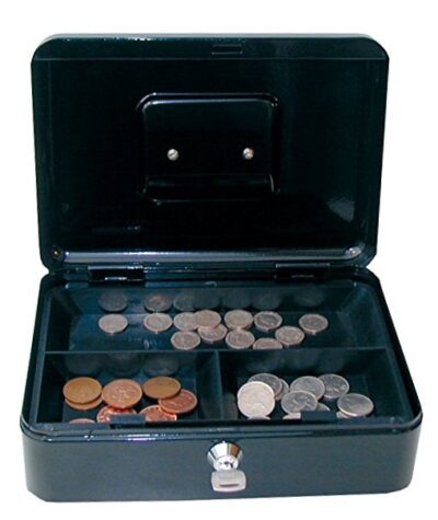 ValueX Metal Cash Box 250mm (10 Inch) Key Lock Black – CBBK10