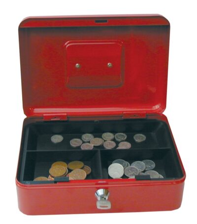 ValueX Metal Cash Box 250mm (10 Inch) Key Lock Red – CBRD10