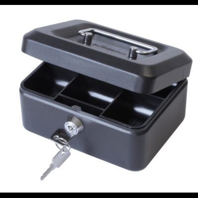 ValueX Metal Cash Box 150mm (6 inch) Key Lock Black – CBBK6