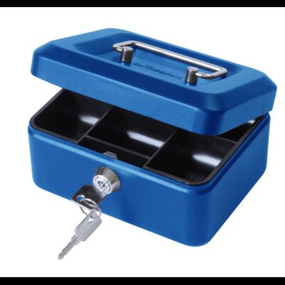 ValueX Metal Cash Box 150mm (6 inch) Key Lock Blue - CBBL6