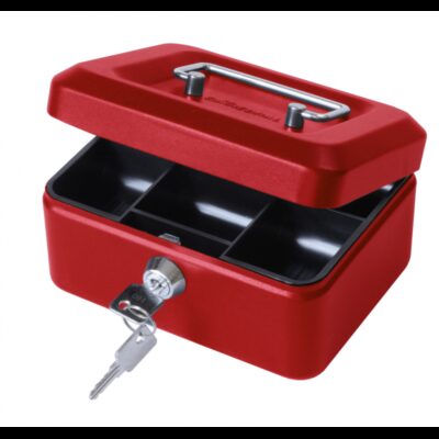 ValueX Metal Cash Box 150mm (6 inch) Key Lock Red – CBRD6