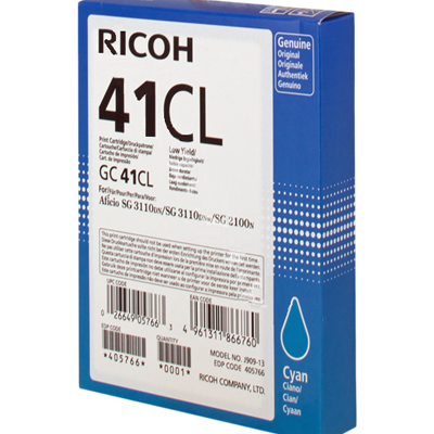 Ricoh GC41CL Cyan Standard Capacity Gel Ink Cartridge 600 pages – 405766