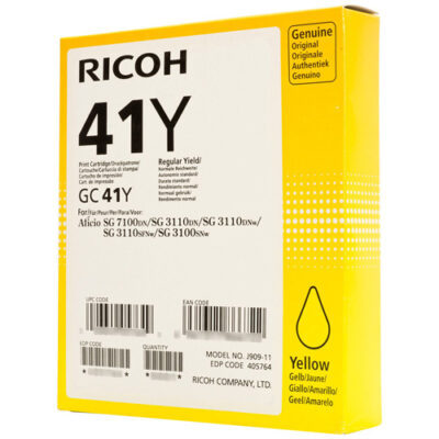Ricoh GC41YL Yellow Standard Capacity Gel Ink Cartridge 600 pages – 405768