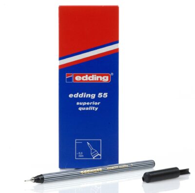 edding 55 Fineliner Pen 0.3mm Line Black (Pack 10) - 4-55001