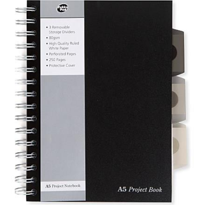 Pukka Pads A5 Wirebound Polypropylene Cover Project Book Ruled 250 Pages Black (Pack 3) – SBPROBA5