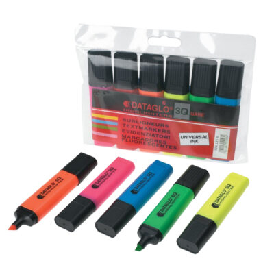 ValueX Flat Barrel Highlighter Pen Chisel Tip 1-5mm Line Assorted Colours (Pack 6) – 7910BX6