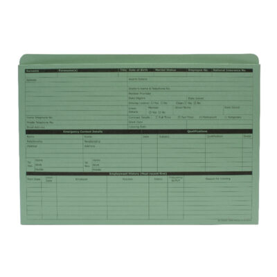 ValueX Pre-Printed Personnel Wallet Manilla 332x238mm 270gsm Green (Pack 50) PWG01