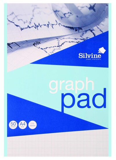 Silvine A4 Graph Pad 1/5/10mm 90gsm 50 Sheets White/Blue Grided Paper (Pack 12) – A4GP