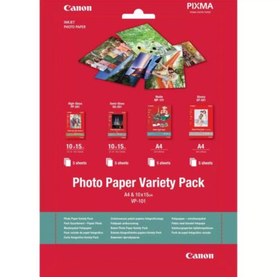 Canon VP-101 Photo Paper Variety Pack 10cm x 15cm 20 sheets – 0775B079