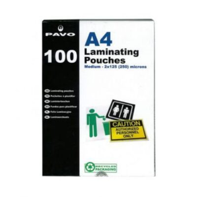 Pavo Laminating Pouch 2×125 Micron A4 Gloss (Pack 100) 8005710