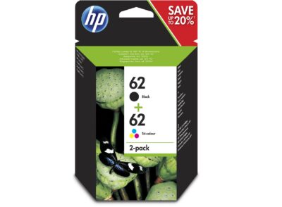 HP N9J71AE 62 Black Tricolour Ink 4ml 4.5ml Twinpack - N9J71AE