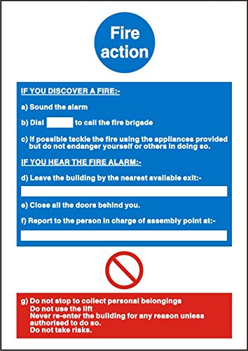 Stewart Superior Fire Action Sign 200x300mm – M011SAV-200X300