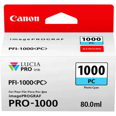 Canon PFI1000PC Photo Cyan Standard Capacity Ink Cartridge 80ml - 0550C001