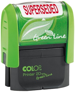 Colop Green Line P20 Self Inking Word Stamp SUPERSEDED 37x13mm Red Ink – C144837SUP