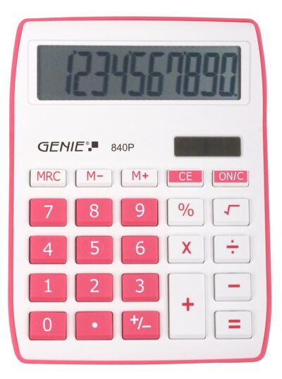 Genie 840P 10 Digit Desktop Calculator Pink – 12264