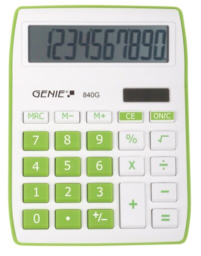Genie 840G 10 Digit Desktop Calculator Green – 12266